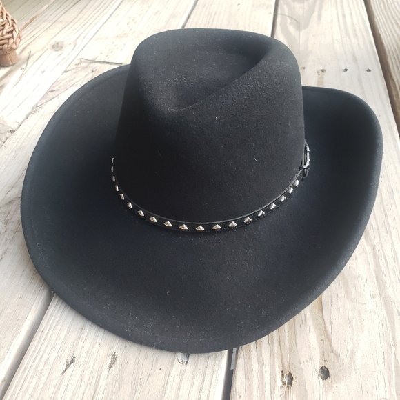 Renegade Diamonte Packable Black 100% Felt Wool Authentic Cowboy Hat - Picture 7 of 7